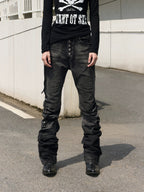 Cracked Washed Curved Skinny Jeans