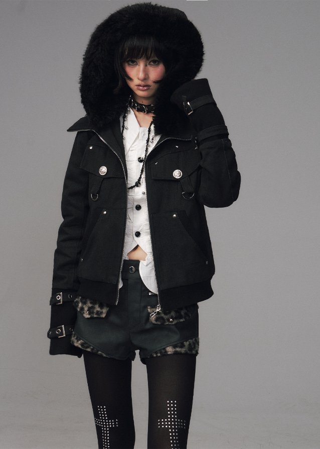 Nightfang Detachable Fur Hood Combat Jacket