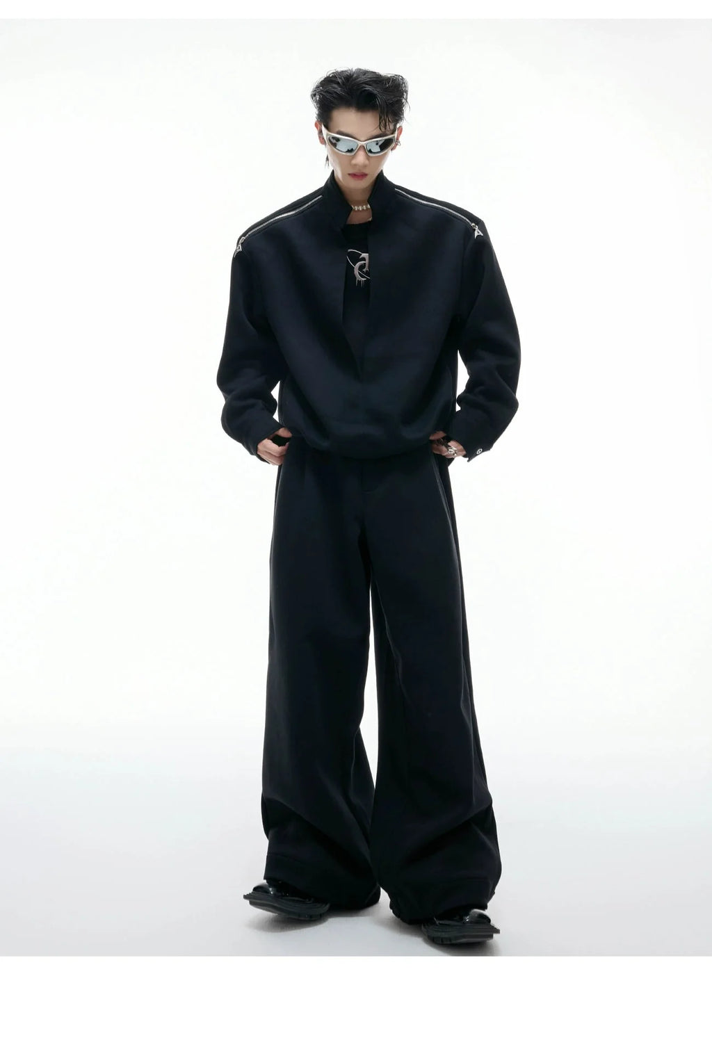 【25s Aug.】Mock Two-Piece Mock Neck Zip Hoodie & Sweatpants Set