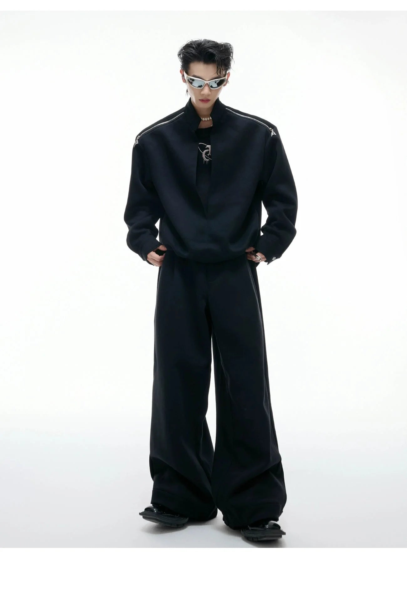 【25s Aug.】Mock Two-Piece Mock Neck Zip Hoodie & Sweatpants Set
