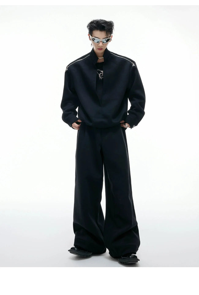 【25s Aug.】Mock Two-Piece Mock Neck Zip Hoodie & Sweatpants Set Hover Image