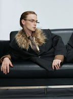 【25s Nov.】Elegant Detachable Fur Collar Wool Suit/Trousers