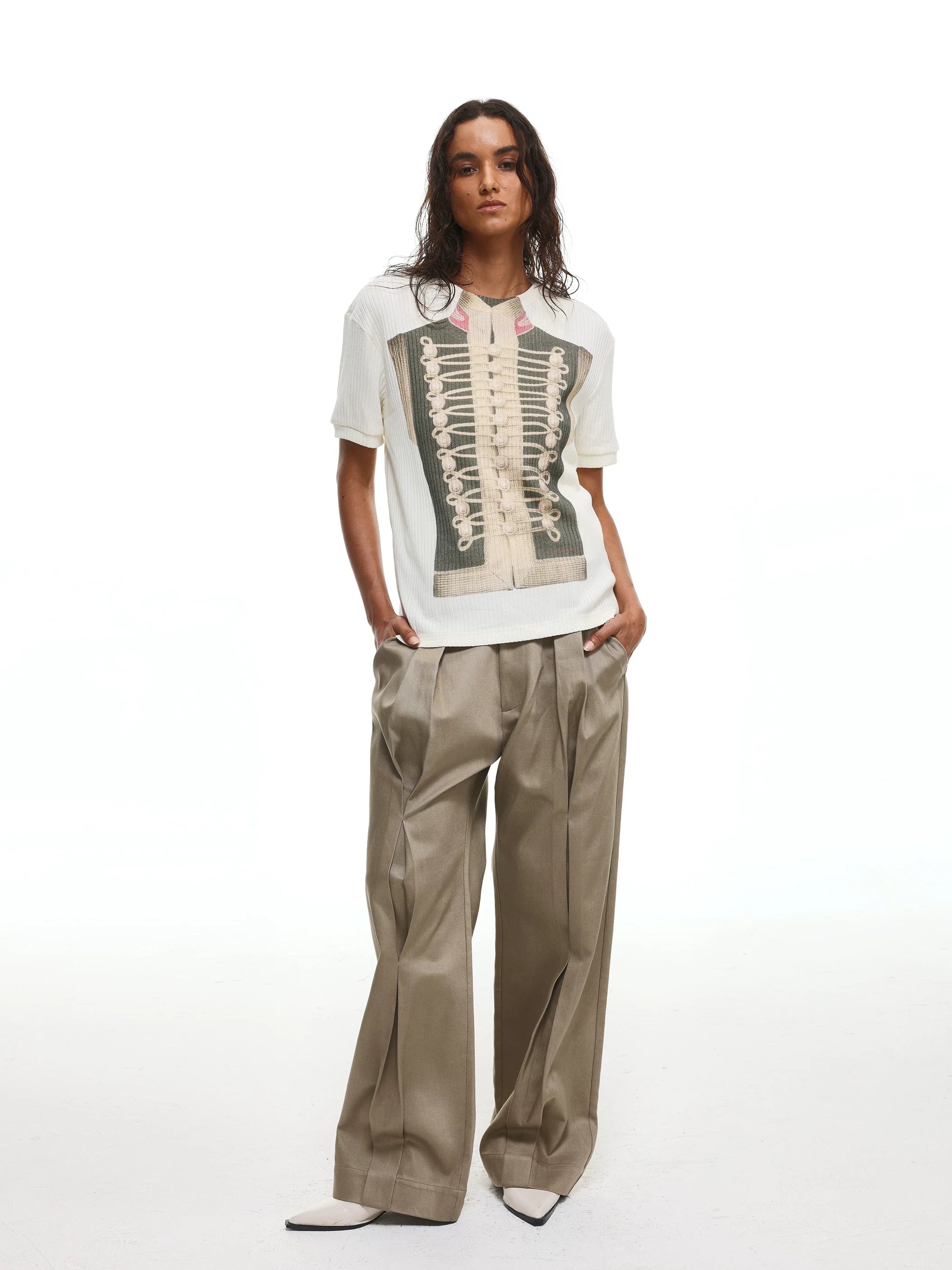 【26s May】Napoleonic Court Printed Cropped Slim Tee