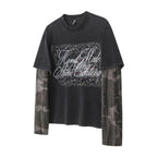 Layered Distressed Washed Long Sleeve Tee