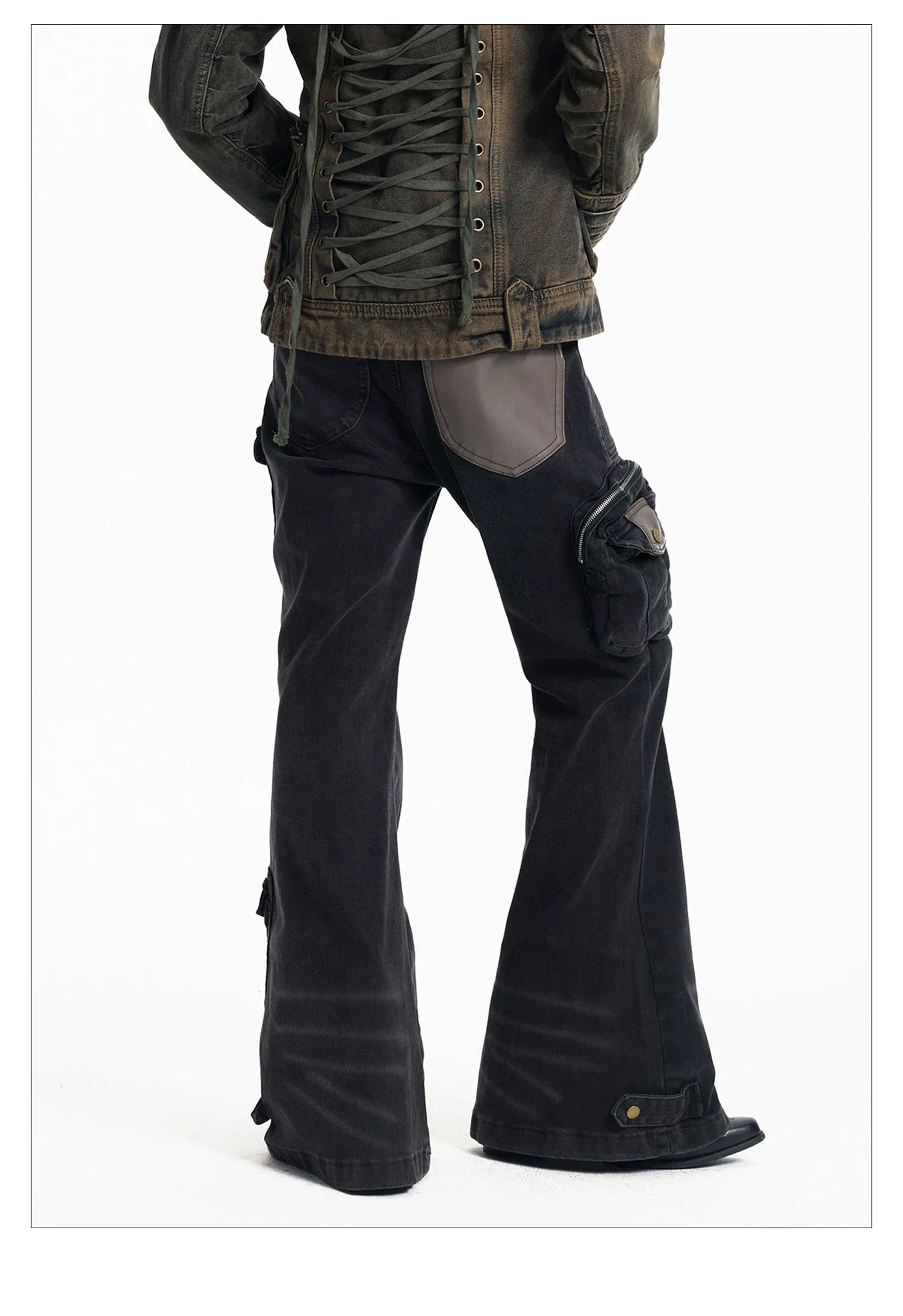Y2K Patchwork Multi-Pocket Flared Skinny Jeans