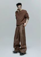 【25s Oct.】High-rise Smooth Fabric Pleated Trousers