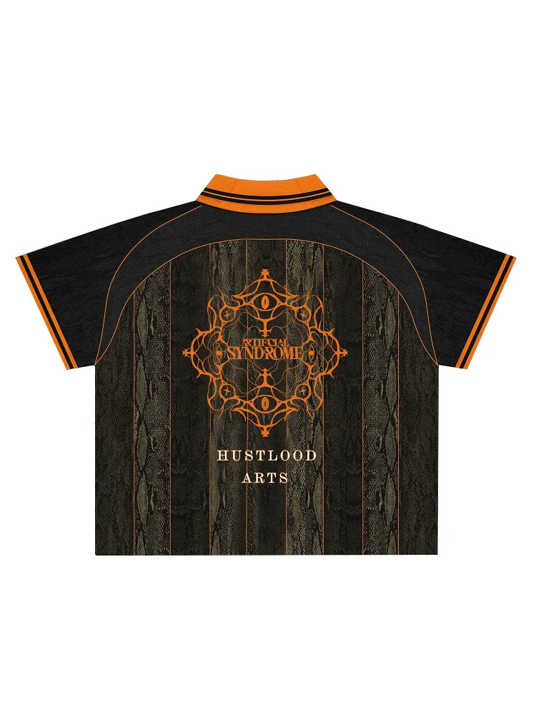 Snake Pattern Polo Jersey Tee