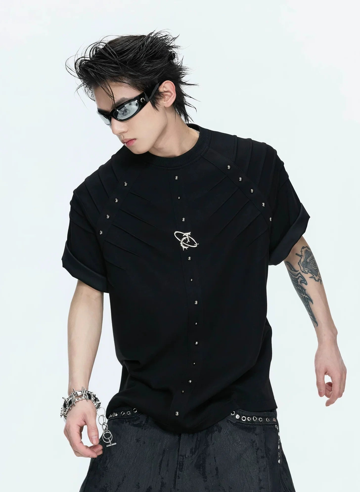 【26s Apr.】Studded Pleated Spine Structure Tee