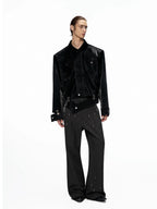 【25s Aug.】Metal-Panel Cropped Croc Leather Jacket