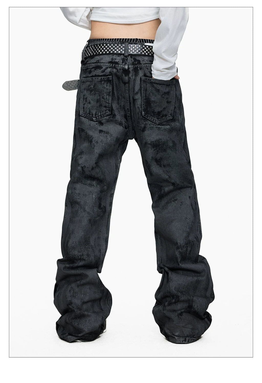 Hand-Waxed Stacked Flared Denim Jeans