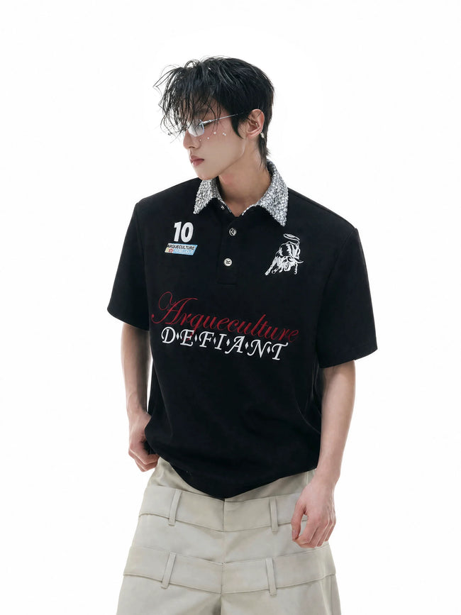 Contrast Sequin Polo Tee Hover Image