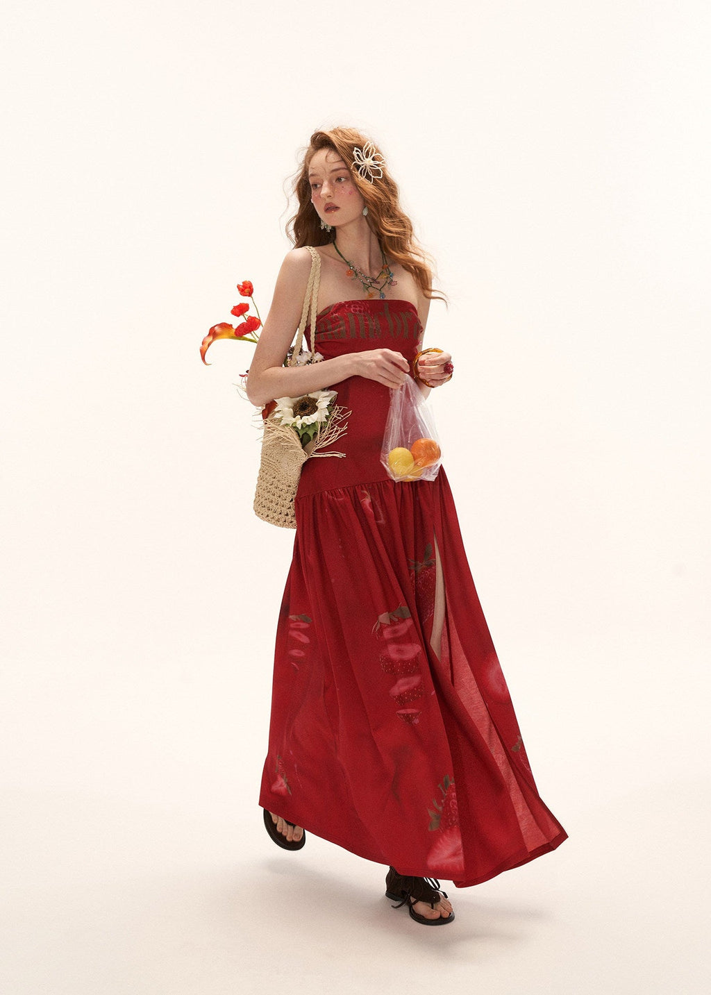 Strawberry Sunset Bandeau Dress