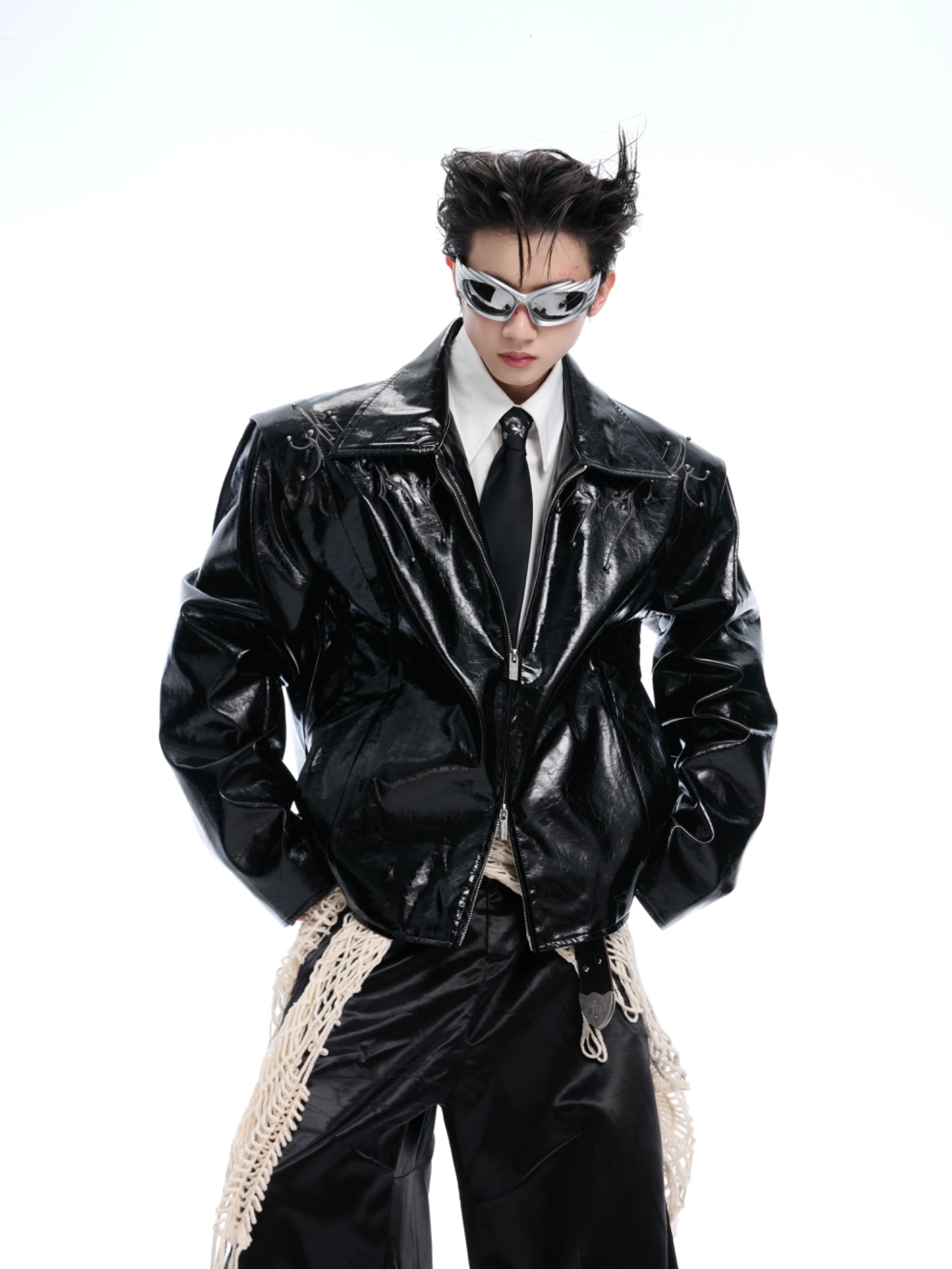 【25s Apr.】Shiny Studded Leather Jacket