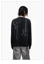 Distressed Punk Guitar Graphic Long Sleeve Tee