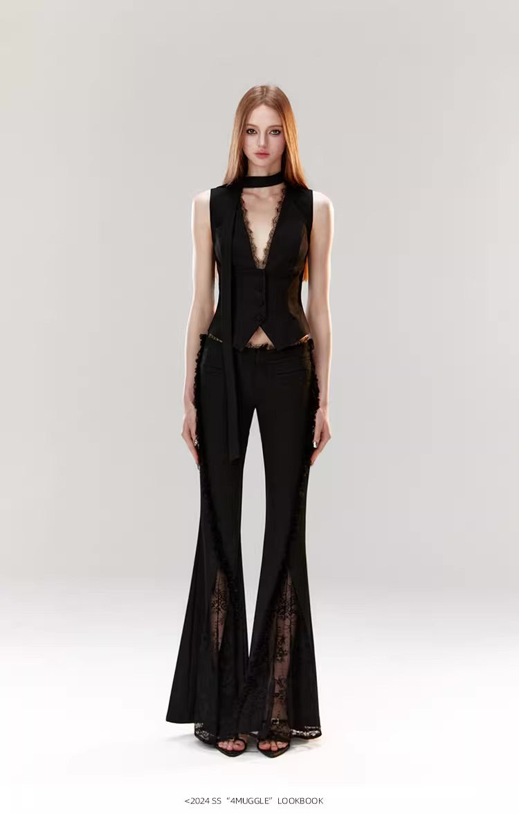 Original lace flared pants high waist