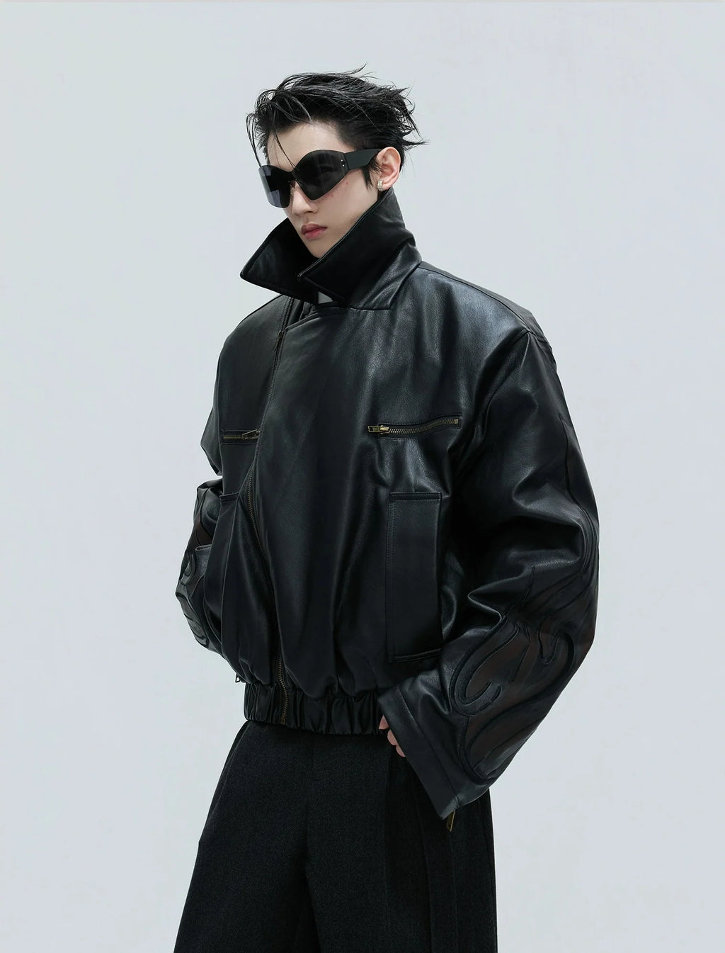【25s Nov.】Distressed Embossed Detachable Fur Collar Thickened Cotton Coat