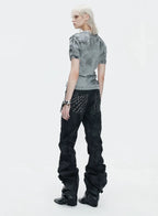 【26s May.】Distressed Cross Studded Slim Tee