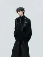 【25s Nov.】High-neck Plush Pearl Embellished Sweater