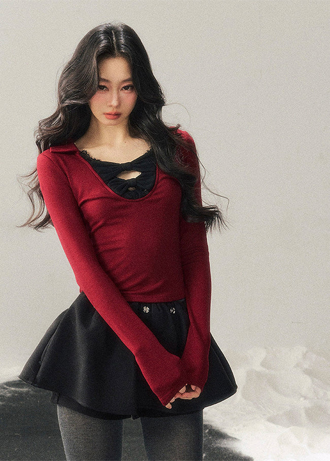 Silent Aftermath Lace Bow Top Hover Image
