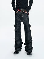 【26s Mar.】Waxed Buttoned Straight Denim Pants