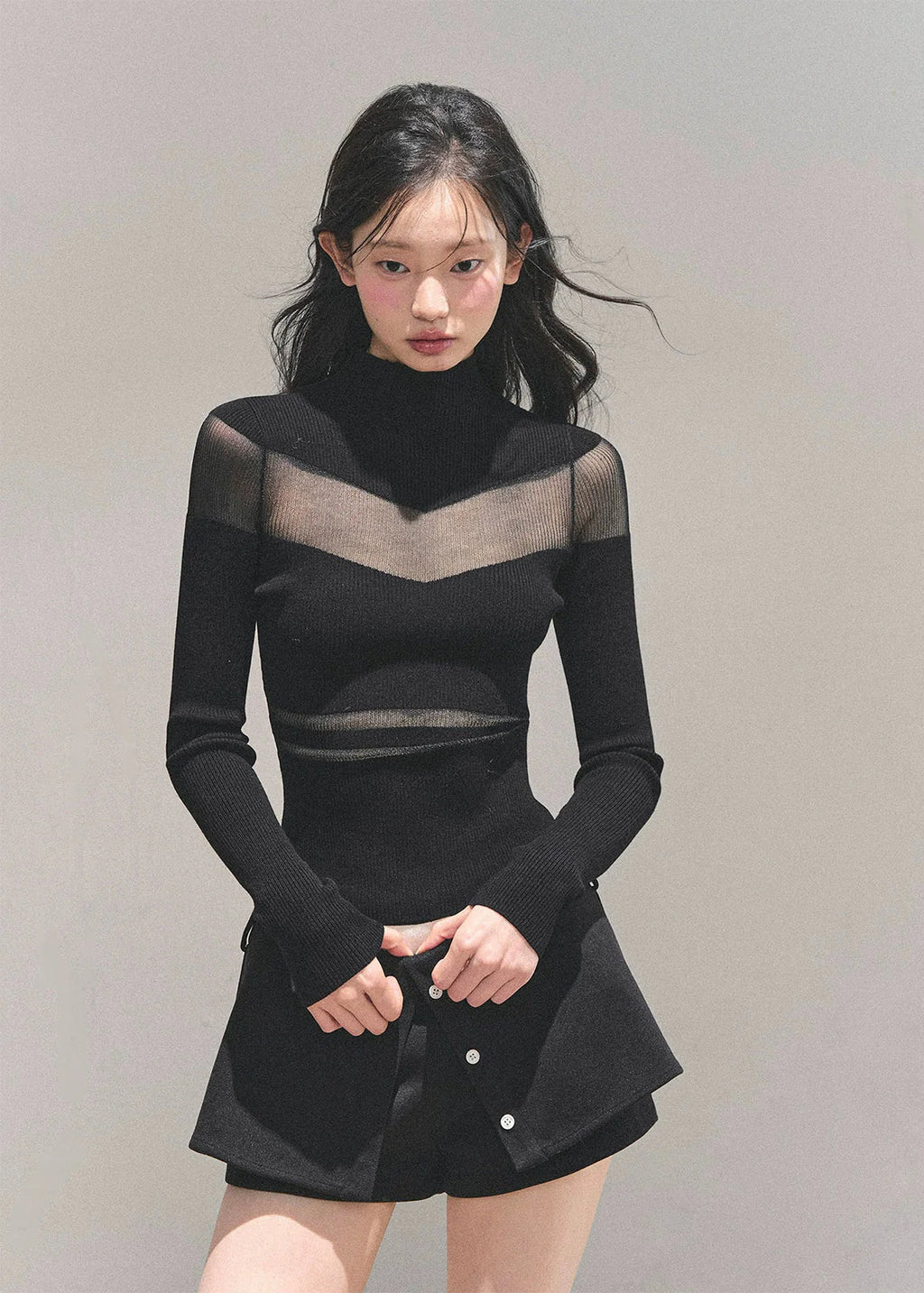 Shadow Lace Semi-Sheer Top