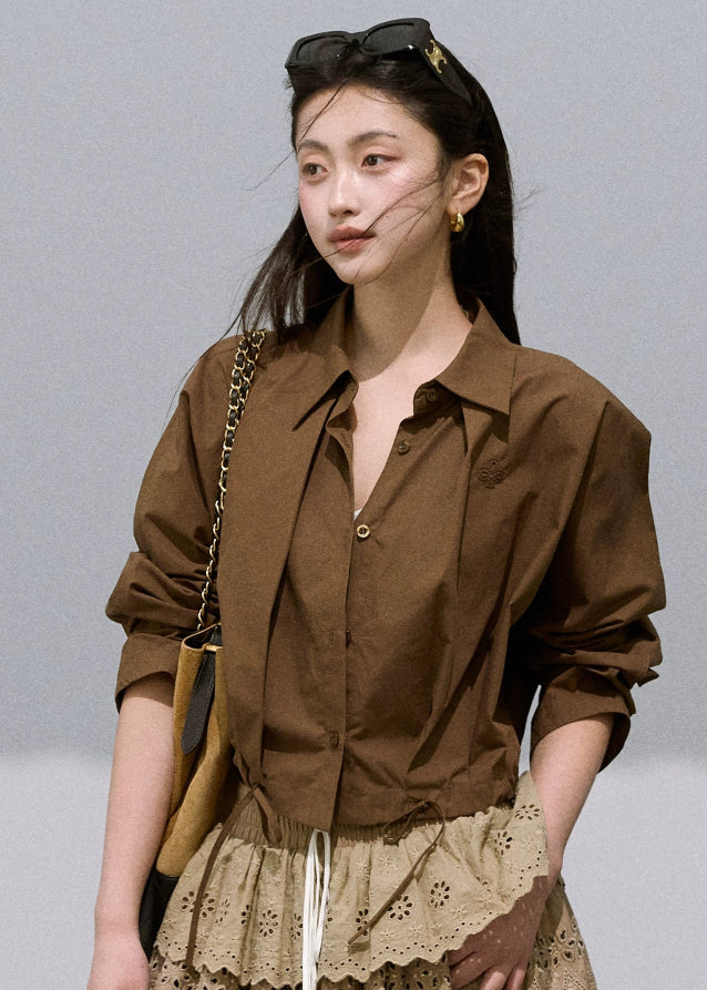 Pinched Waist Cropped Blouse