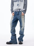 Washed Paint Splatter Curved Skinny Jeans