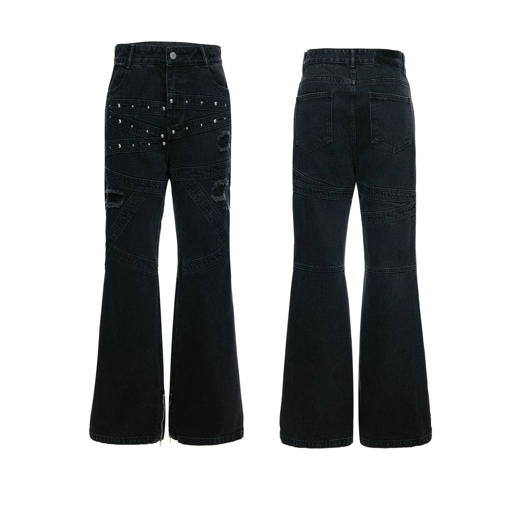 【26s Mar.】Studded Washed Curved Denim Pants