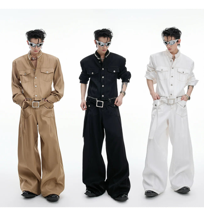 【26s Apr.】Pearl Embellishment Elegant Collarless Loose Denim Jacket / Jeans Hover Image
