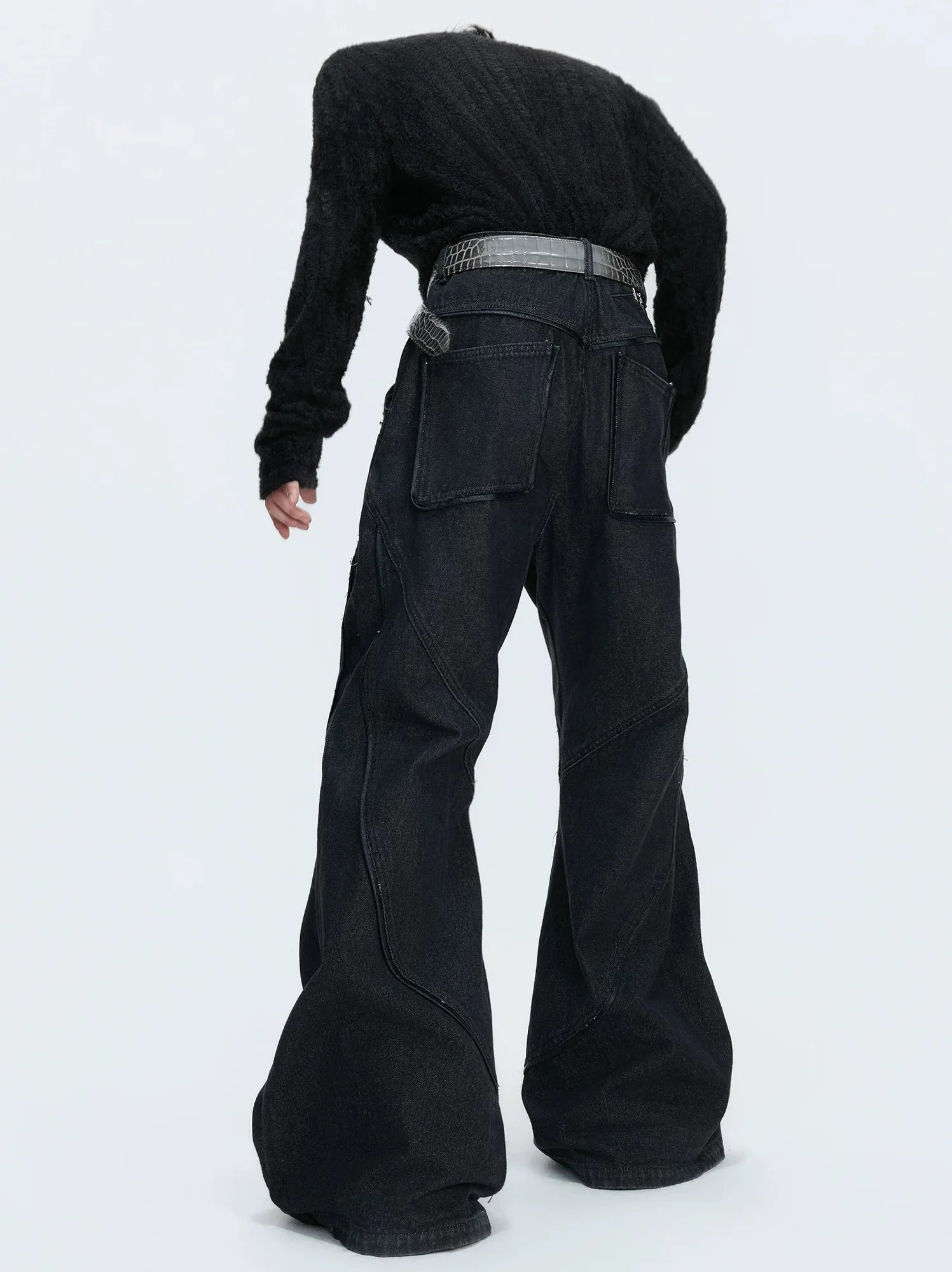 【26s Jan.】Vintage Red Diamond Distressed Washed Denim Jeans