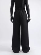 【26s May.】Metal Detail Patchwork Wide-Leg Black Pants