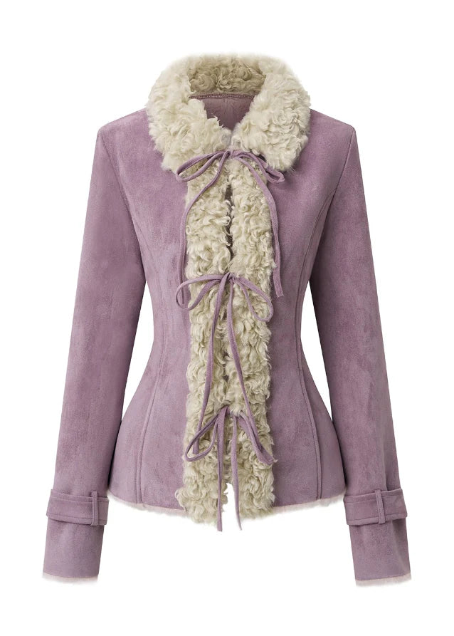 Vintage Fur-Collar Slim Jacket