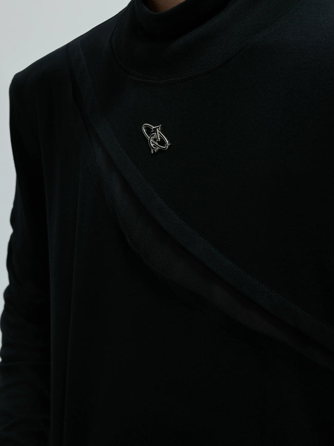 【25s Nov.】High-neck Deconstructed Base Layer High-elastic Metallic T-shirt Main Image