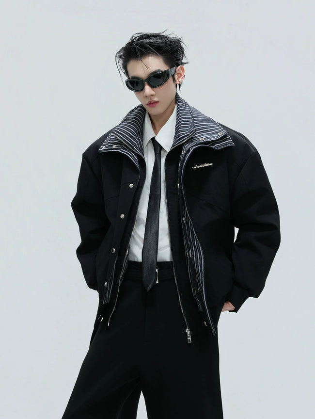 【25s Nov.】Washed Striped Thickened Cotton Coat Hover Image
