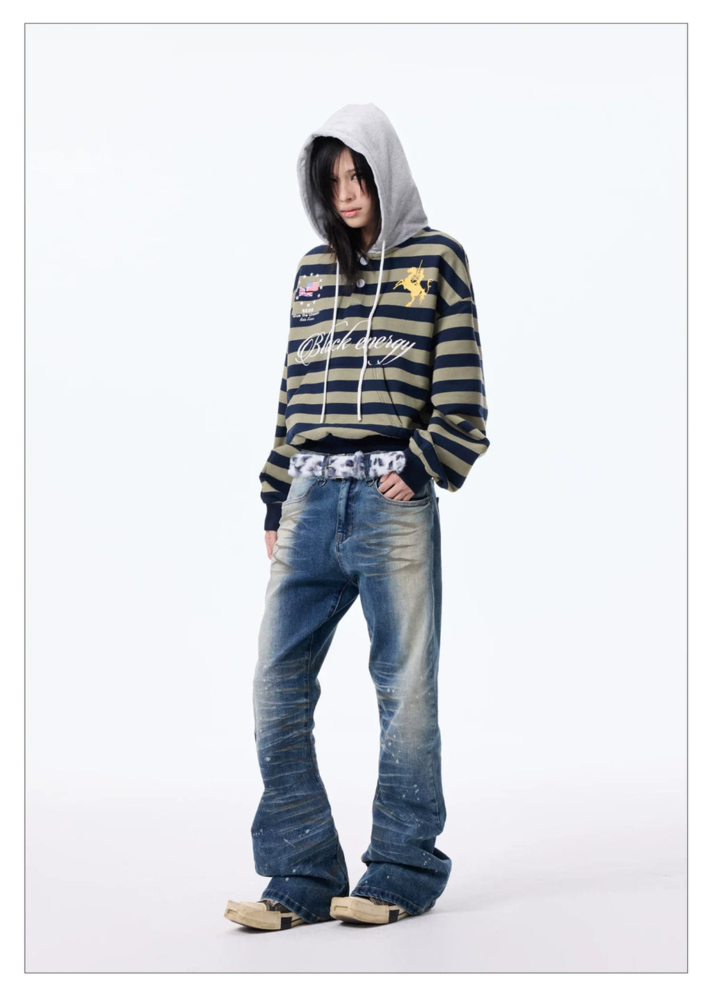 Washed Paint Splatter Curved Skinny Jeans