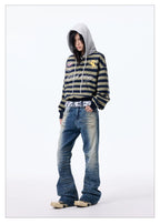 Washed Paint Splatter Curved Skinny Jeans