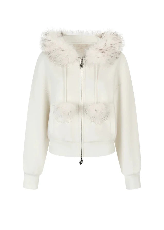 Street Winter Fur-Trim Fleece Hoodie