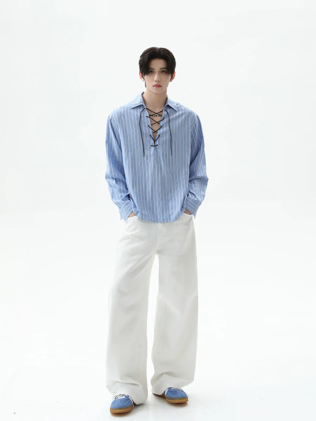 【25s Sep.】Cleanfit Drawstring Striped Shirt