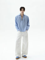 【25s Sep.】Cleanfit Drawstring Striped Shirt