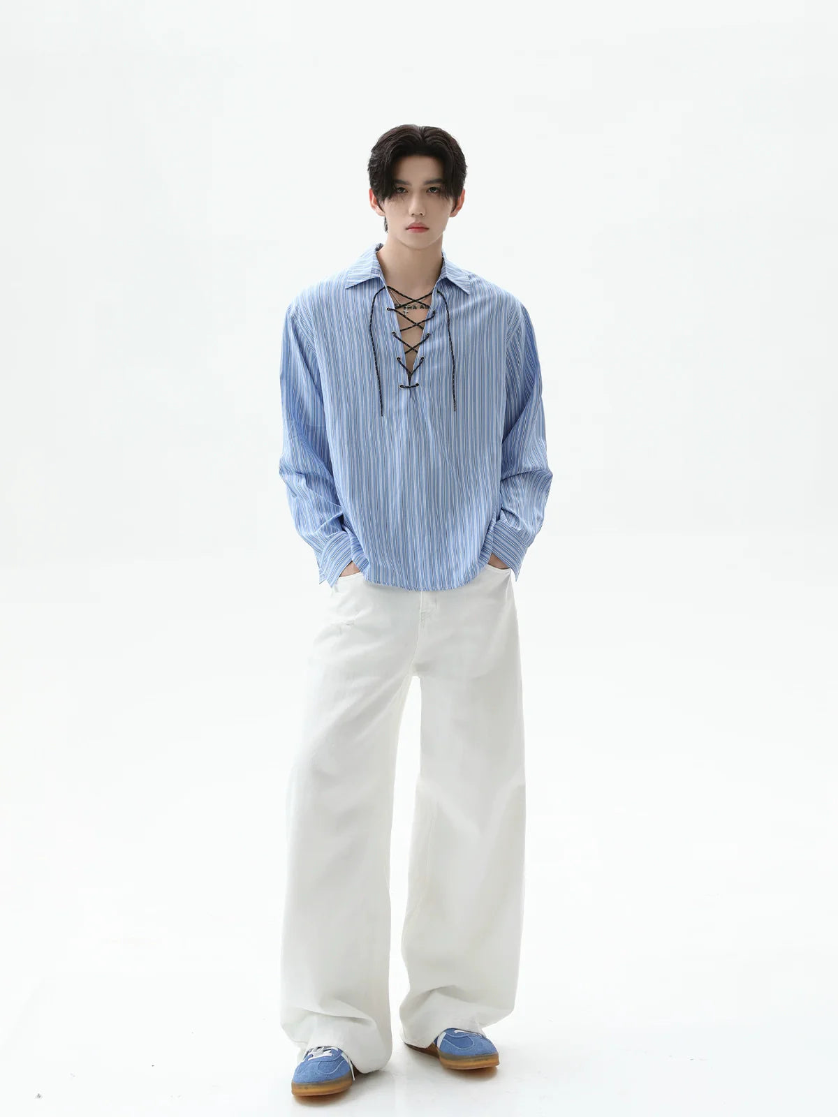 【25s Sep.】Cleanfit Drawstring Striped Shirt