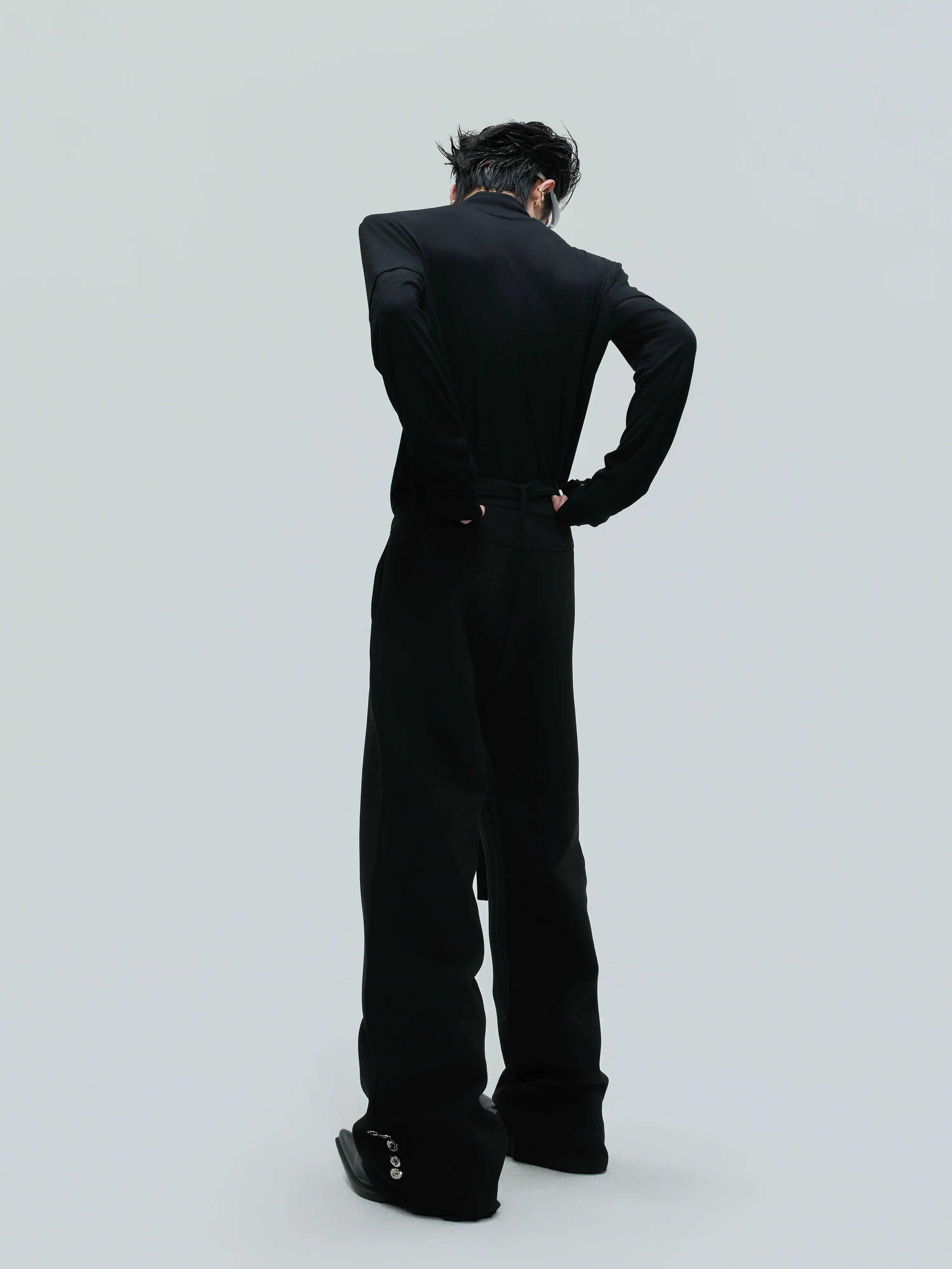 【25s Nov.】High-neck Deconstructed Base Layer High-elastic Metallic T-shirt