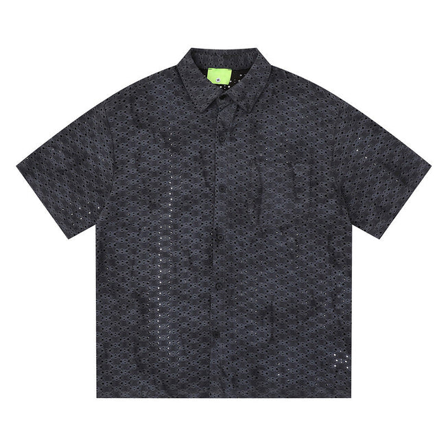 Distressed Tie-Dye Texture Short Sleeve Shirt Main Image