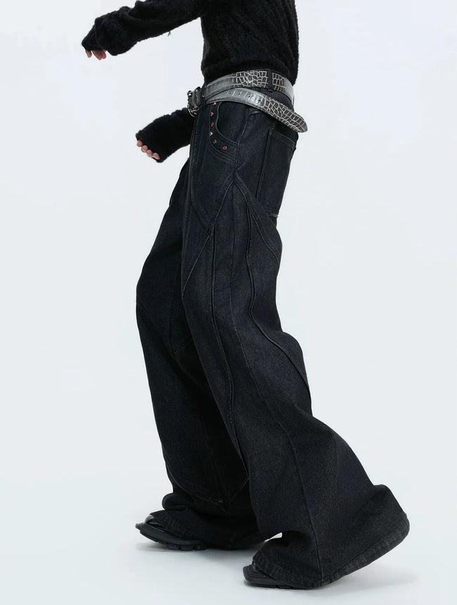 【26s Jan.】Vintage Red Diamond Distressed Washed Denim Jeans Main Image