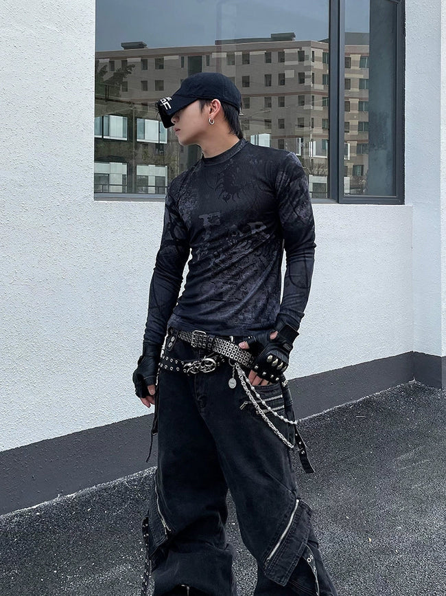 【25s May.】Turtleneck Mesh Bottoming Shirt Hover Image