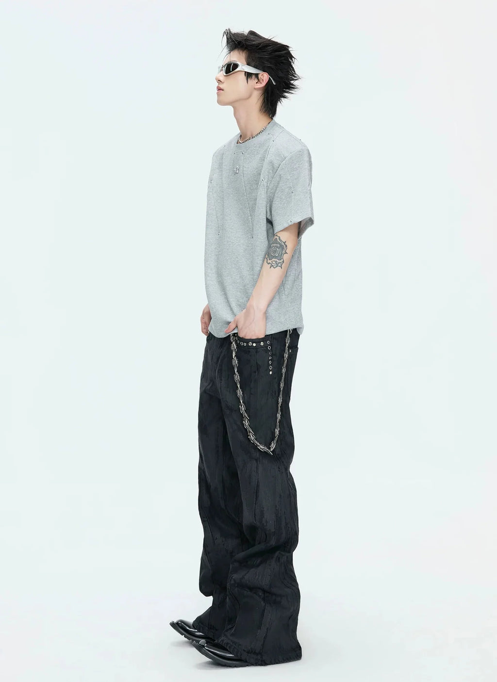 【26s May】Studded Deconstructed Boxy Shoulder Tee