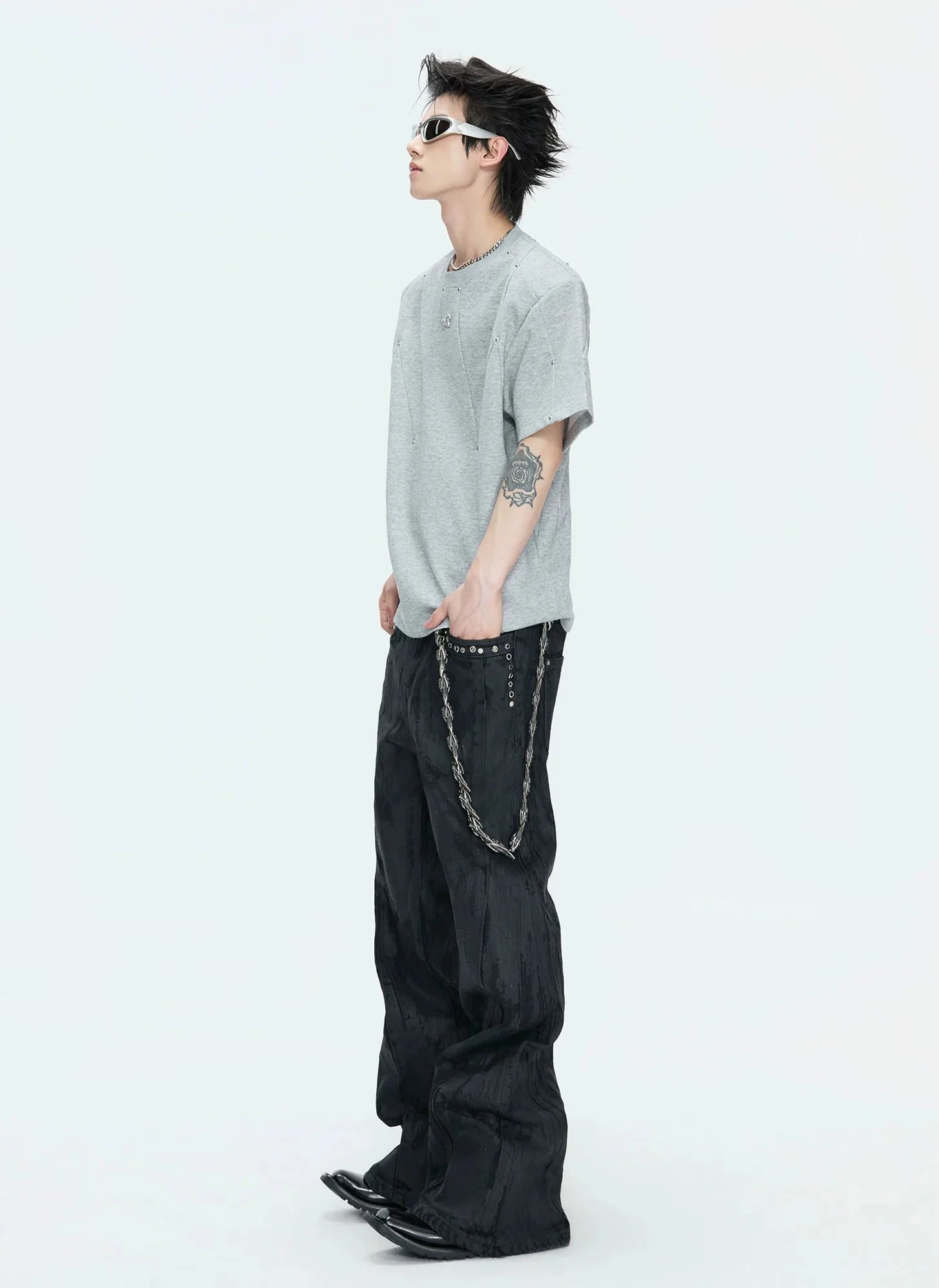 【26s May】Studded Deconstructed Boxy Shoulder Tee