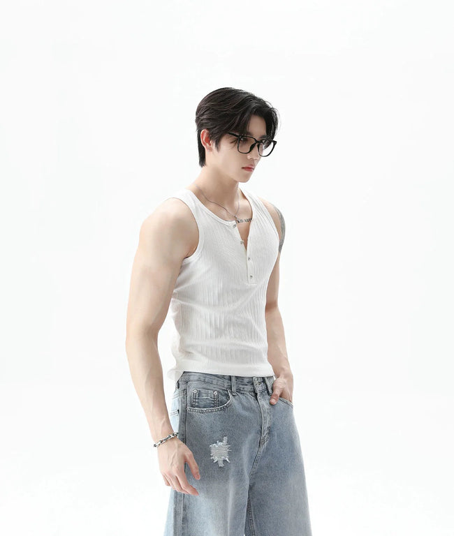 【25s Aug.】Minimalist Solid Color Crew Neck Tank Top Hover Image