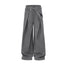 Gray Stripe Pleated Wide Trousers