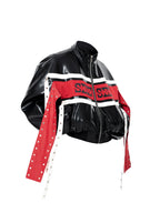 【25s Dec.】Color-blocked Ribbon Racing Leather Jacket/ Pants