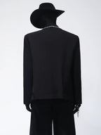 【26s Apr.】Crystal Embellished Padded Shoulder Blazer